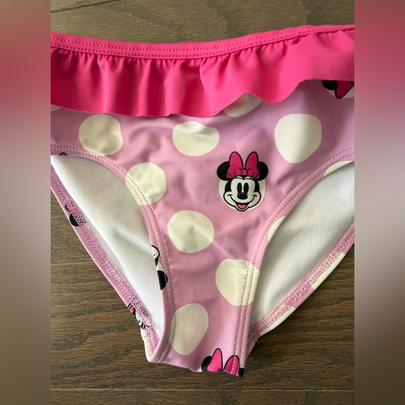 Disney Minnie Mouse Girls Swim Set Rash Guard Bikini XS 4–5 pink - Picture 6 of 16